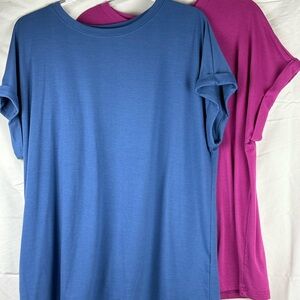Automet Women's Casual Pink and Blue Top Bundle